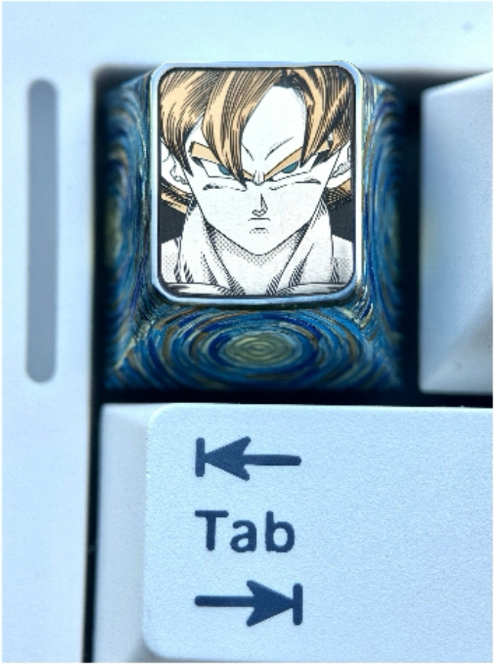 Dragon Ball, Son Goku, finely carved 1U titanium alloy, creative keycaps for anime and gaming culture.