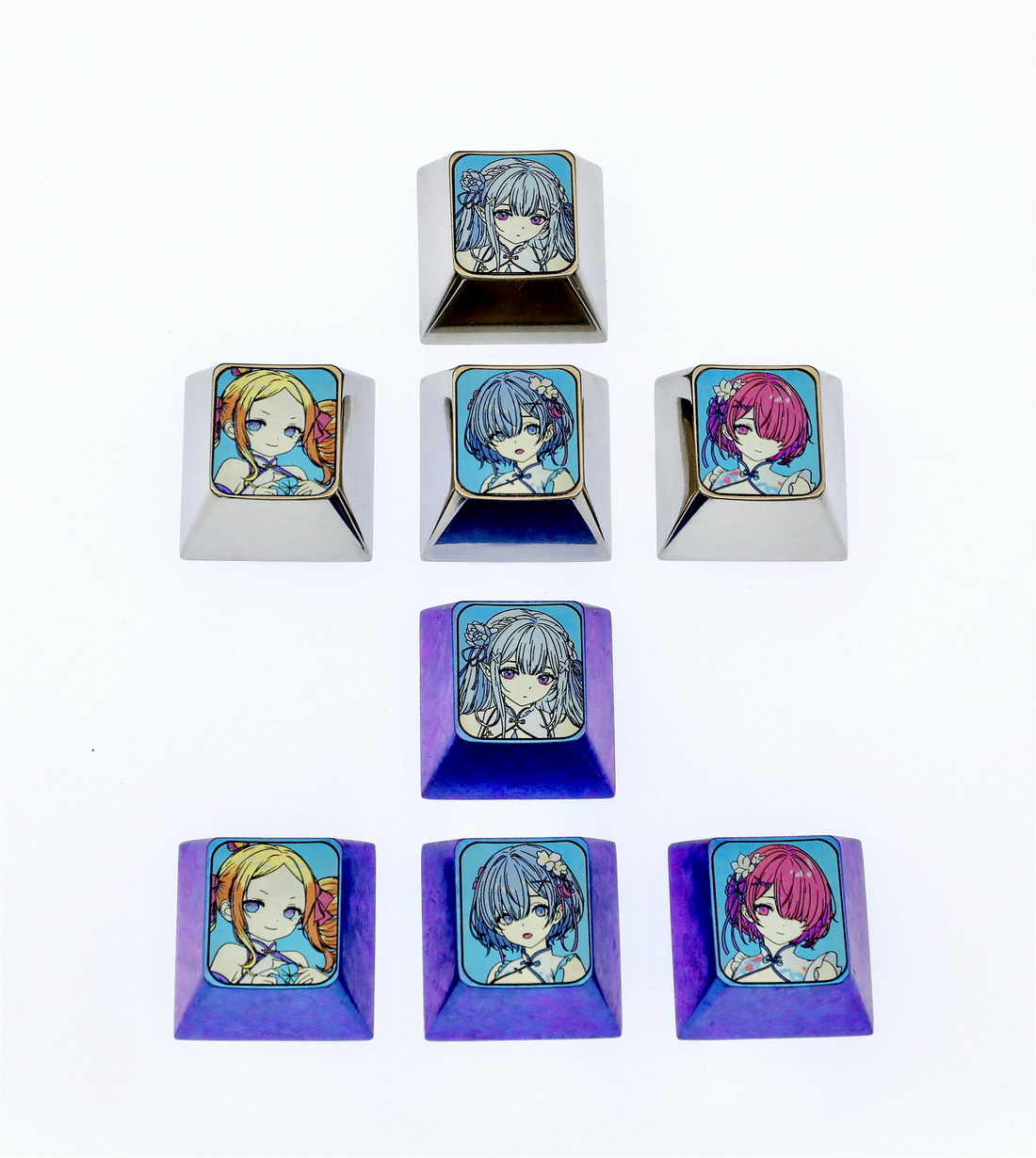 Re - Starting Life in Another World, titanium alloy personalized keycaps for directional keys, metal decorative anime keycaps