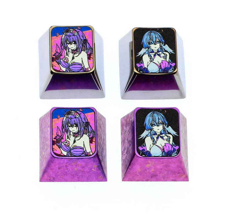 Honkai:Star Rail, Two 1U titanium alloy personalized keycaps, metal creative carved keycaps for anime and gaming peripherals