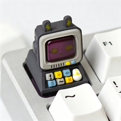 Retro desktop computers, multi color resin personalized keycaps, retro PC style creative keycaps, mechanical keyboard decorative keycaps