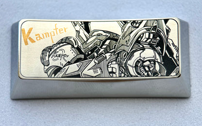 GUNDAM, 2.25U titanium alloy kampfer, metal carved decorative keycaps for anime and gaming peripherals.