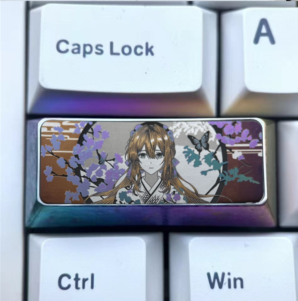Violet Evergarden, 2.25U titanium alloy personalized keycap, anime and game cultural creative metal carving decorative keycap