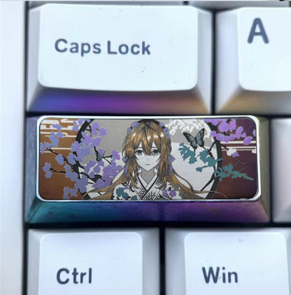 Violet Evergarden, 2.25U titanium alloy personalized keycap, anime and game cultural creative metal carving decorative keycap