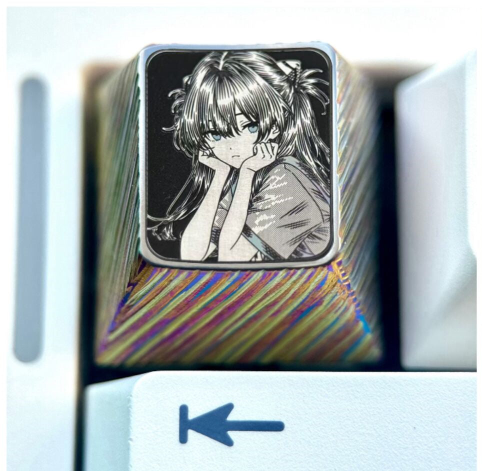 EVA series, Asuka, 1U titanium alloy precision carved keycaps, anime and game culture creative metal carved keycaps
