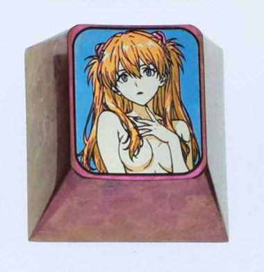 EVA, Asuka, 1U titanium alloy personalized keycaps with optional height, can be used to form directional keys/WASD sets, anime, gaming, cultural and creative decorative keycaps