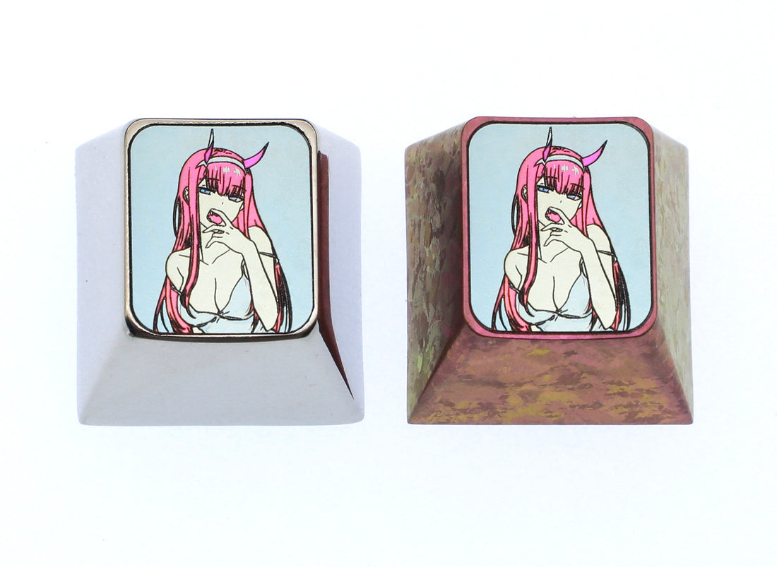 DARLING in the FRANXX ， 02 Half body titanium alloy 1U personalized keycap, metal creative keycap for anime and gaming peripherals