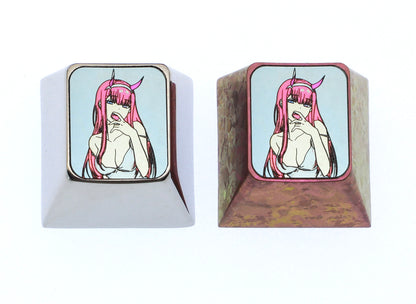 DARLING in the FRANXX ， 02 Half body titanium alloy 1U personalized keycap, metal creative keycap for anime and gaming peripherals