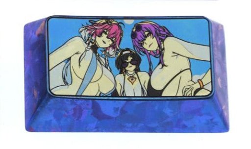 Summer swimsuit series, titanium alloy personalized keycaps 1.5u 1.75u 4u, metal carved keycaps for anime and game characters