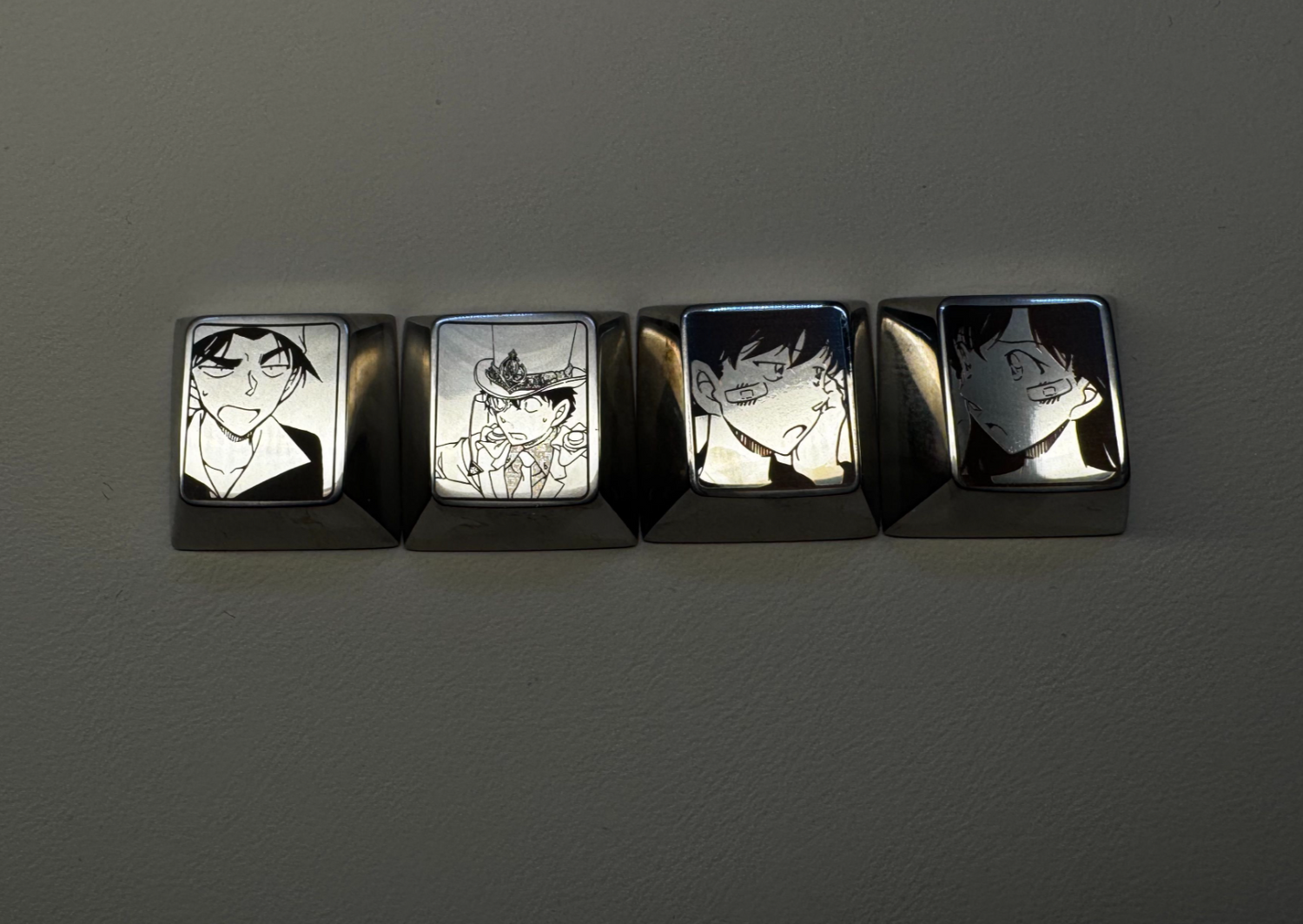 Detective Conan, Anita Hailey, Rachel Moore 1U titanium alloy personalized keycaps, anime game themed metal carved decorative keycaps