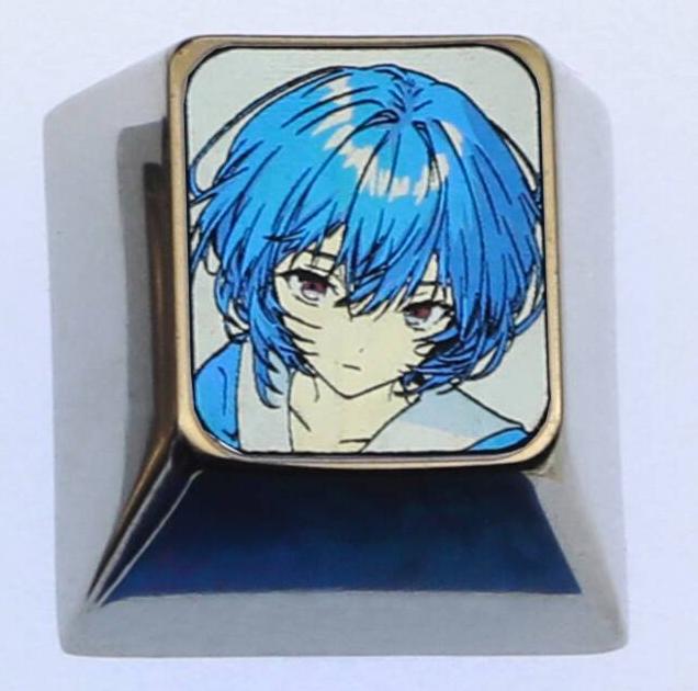 EVA，Ayanami Rei， 3 personalized 1U titanium alloy keycaps, customized metal decorative keycaps for anime, gaming, cultural and creative design