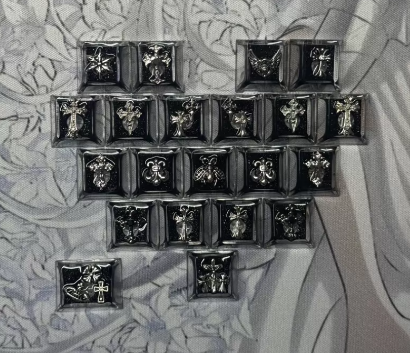 Gothic style, CH crystal resin added keycaps, mechanical keyboard decorated with personalized keycaps