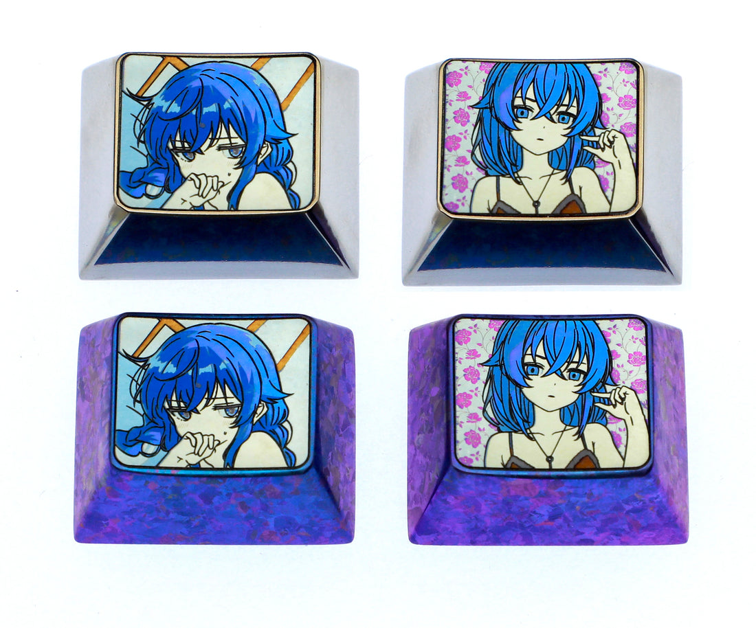 Roxy, 1.25U titanium alloy personalized keycaps, metal creative carved keycaps around anime, game, novel characters