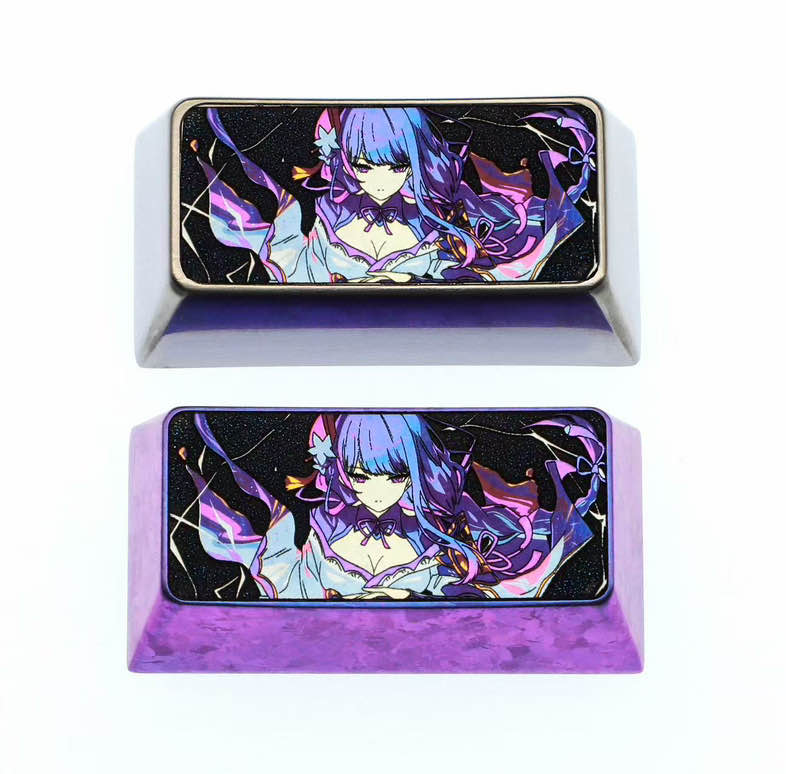 Raiden Shogun, 2U titanium alloy personalized keycap, metal carving art keycap around anime and game characters