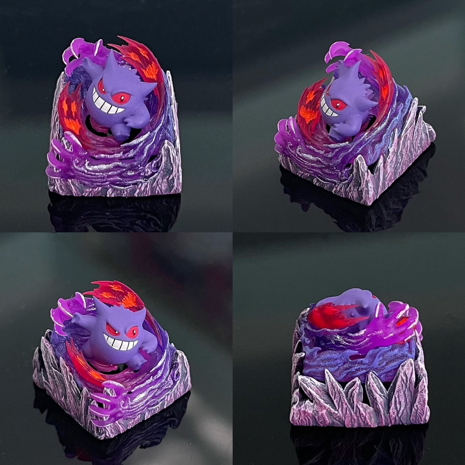 gengar， Three colors, 13 styles, Crystal drops of glue personalized keycaps, game anime art keycaps, decorative keycaps