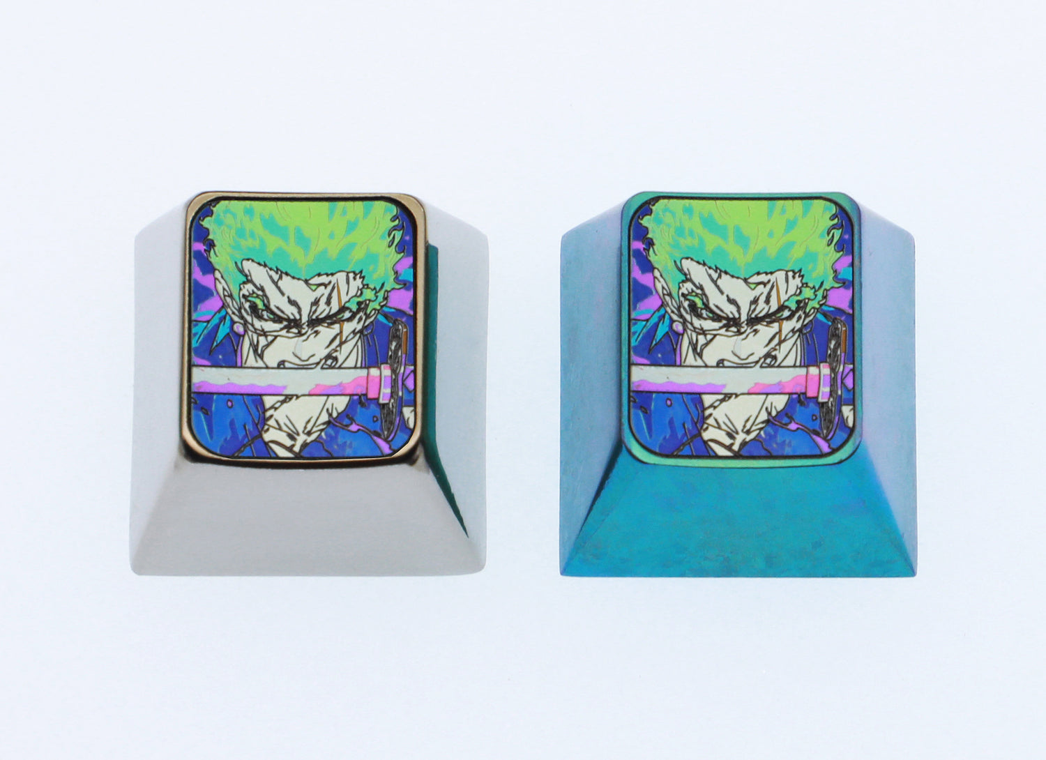 One Piece, Roronoa Zoro, 1U titanium alloy personalized keycaps, anime and game culture creative metal carving decorative keycaps