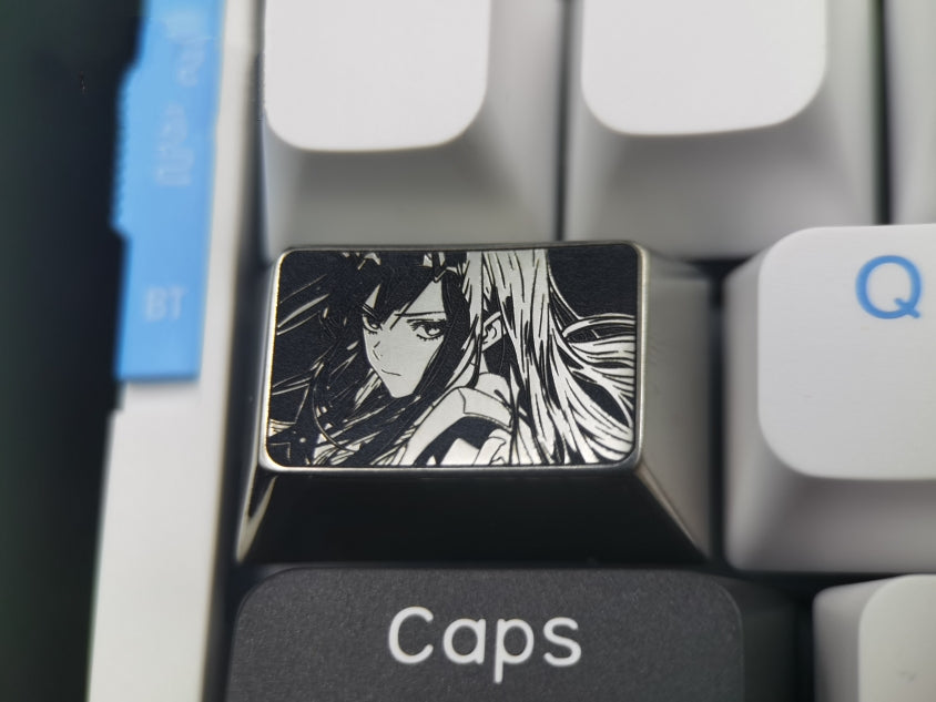 DARLING in the FRANXX,02, Black and white monochrome carving, 1.5U (R3 height) TAB. Personalized keycaps for mechanical keyboards.