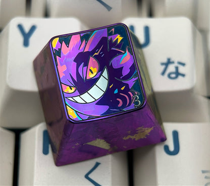 Pok é mon series, gengar theme, 5 styles 1 U titanium alloy personalized keycaps, anime and game cultural creative keycaps, mechanical keyboard decorative keycaps