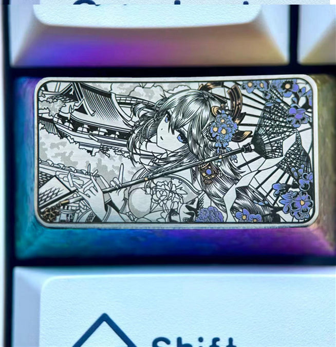 Genshin Impact series, Yae Miko, 1.5U titanium alloy personalized keycaps, anime, gaming, cultural and creative metal carved keycaps