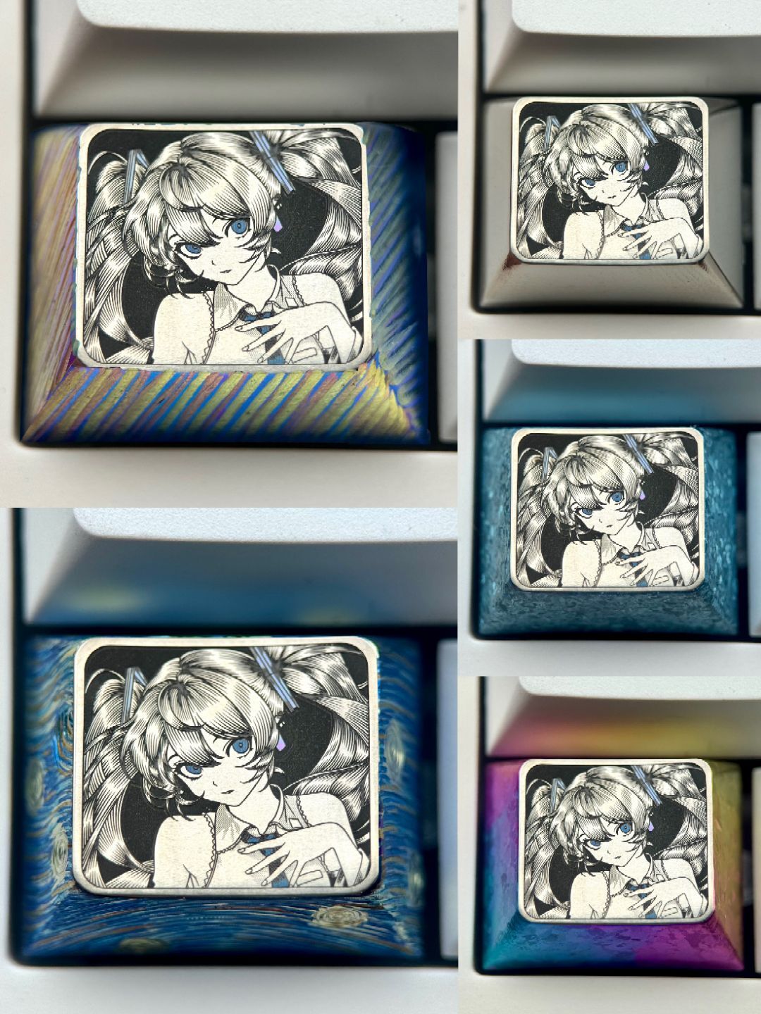 Hatsune Miku 1.25u titanium alloy precision carving personalized keycaps, animation and game culture creative metal carving keycaps