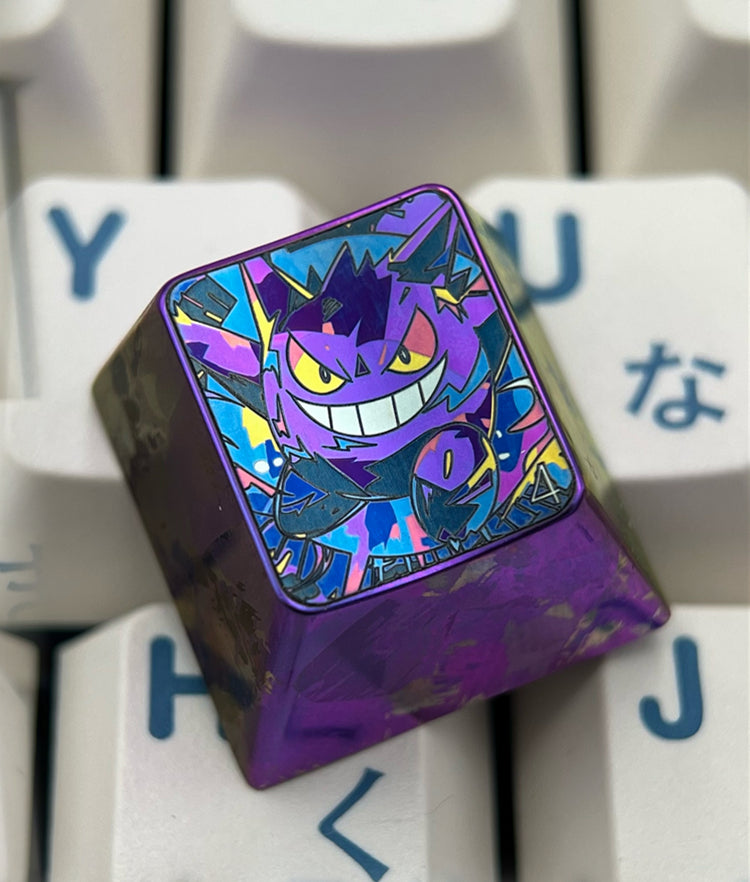 Pok é mon series, gengar theme, 5 styles 1 U titanium alloy personalized keycaps, anime and game cultural creative keycaps, mechanical keyboard decorative keycaps