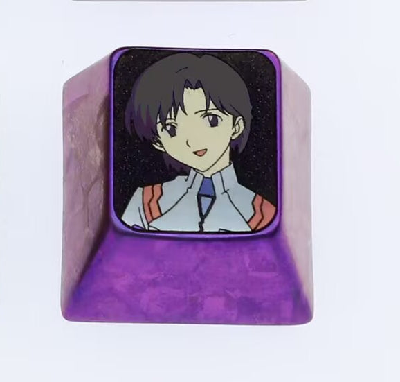 EVA,1UAkagi Ritsuko,Maya Ibuki, Titanium alloy metal carving, anime personalized decorative keycaps