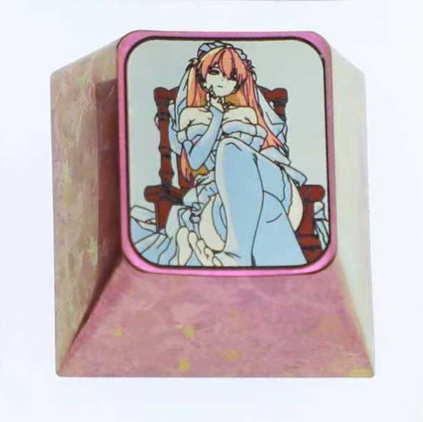 EVA， Asuka, 1U titanium alloy personalized decorative keycap, anime and game cultural creative metal carving mechanical keyboard keycap