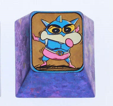 Crayon Shin chan, Action Kamen style 1U titanium alloy personalized keycap, anime and game metal carving cultural creative decoration keycap