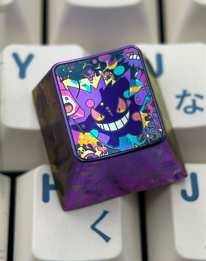 Pok é mon series, gengar theme, 5 styles 1 U titanium alloy personalized keycaps, anime and game cultural creative keycaps, mechanical keyboard decorative keycaps