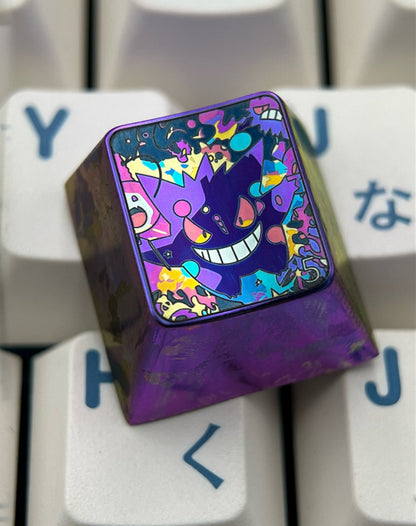 Pok é mon series, gengar theme, 5 styles 1 U titanium alloy personalized keycaps, anime and game cultural creative keycaps, mechanical keyboard decorative keycaps