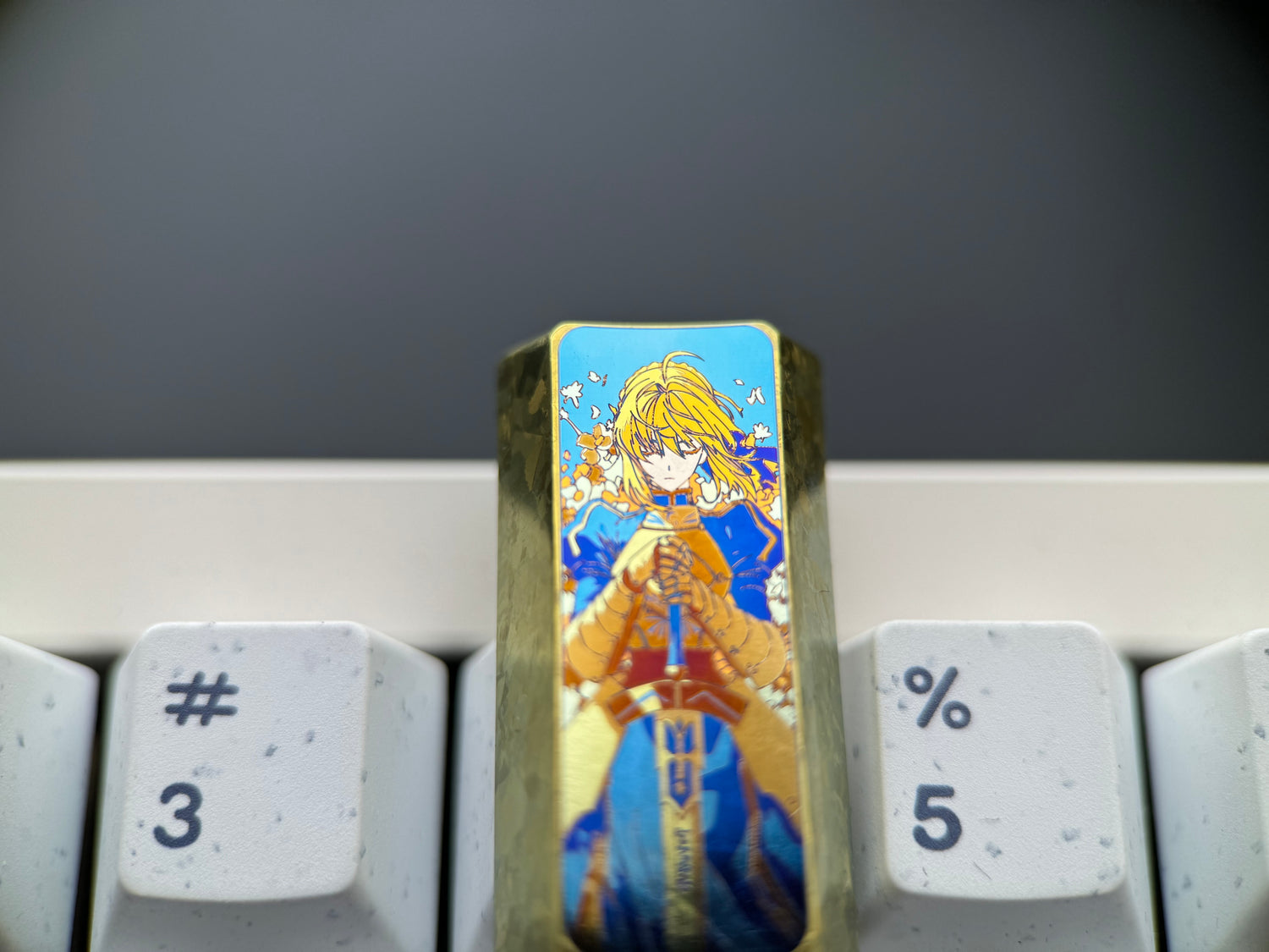 Vertical 2U+number key, pad enter key, Saber， Titanium alloy 2U metal personalized keycaps, keycaps for anime, gaming, and movie peripherals