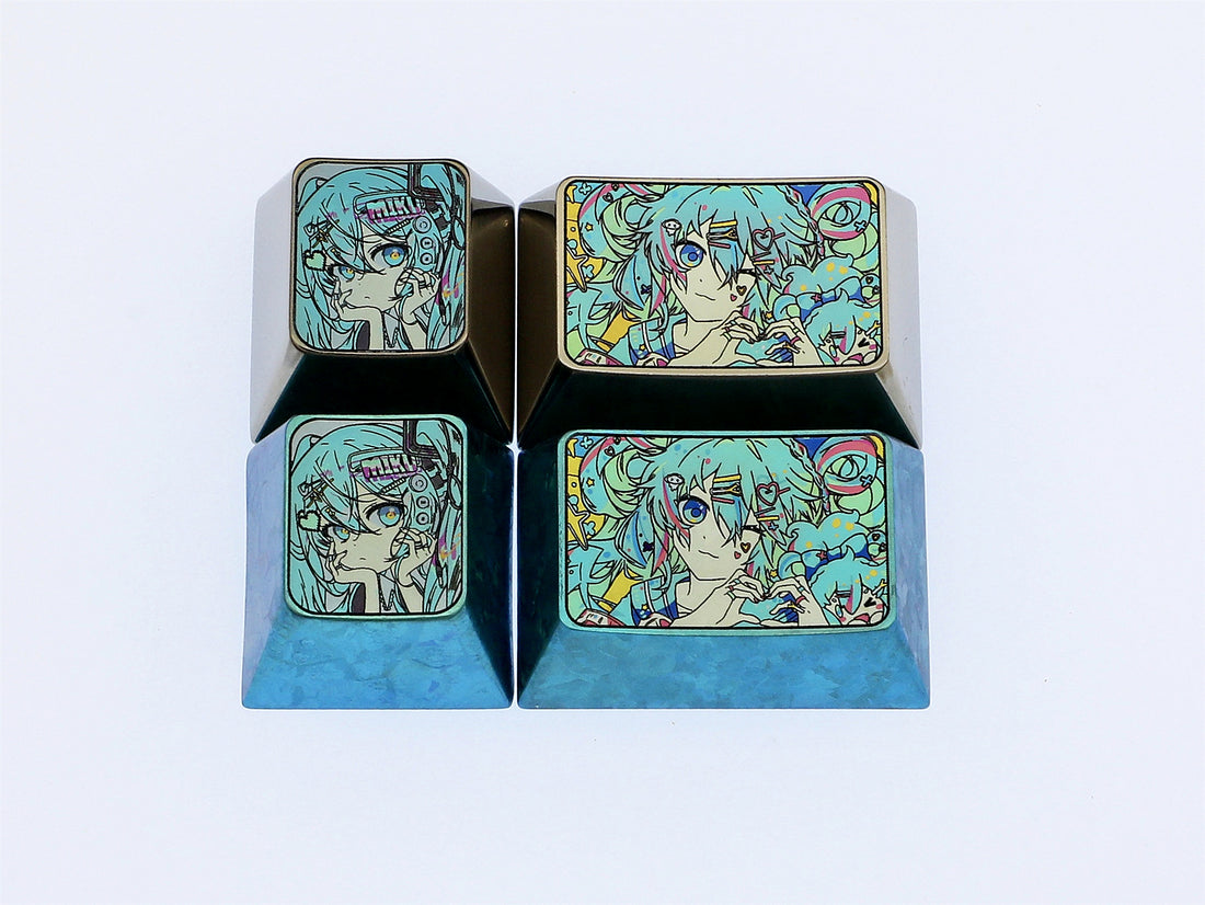 Hatsune Miku, 1U/1.5U, titanium alloy metal personalized key cap, keyboard decorative key cap