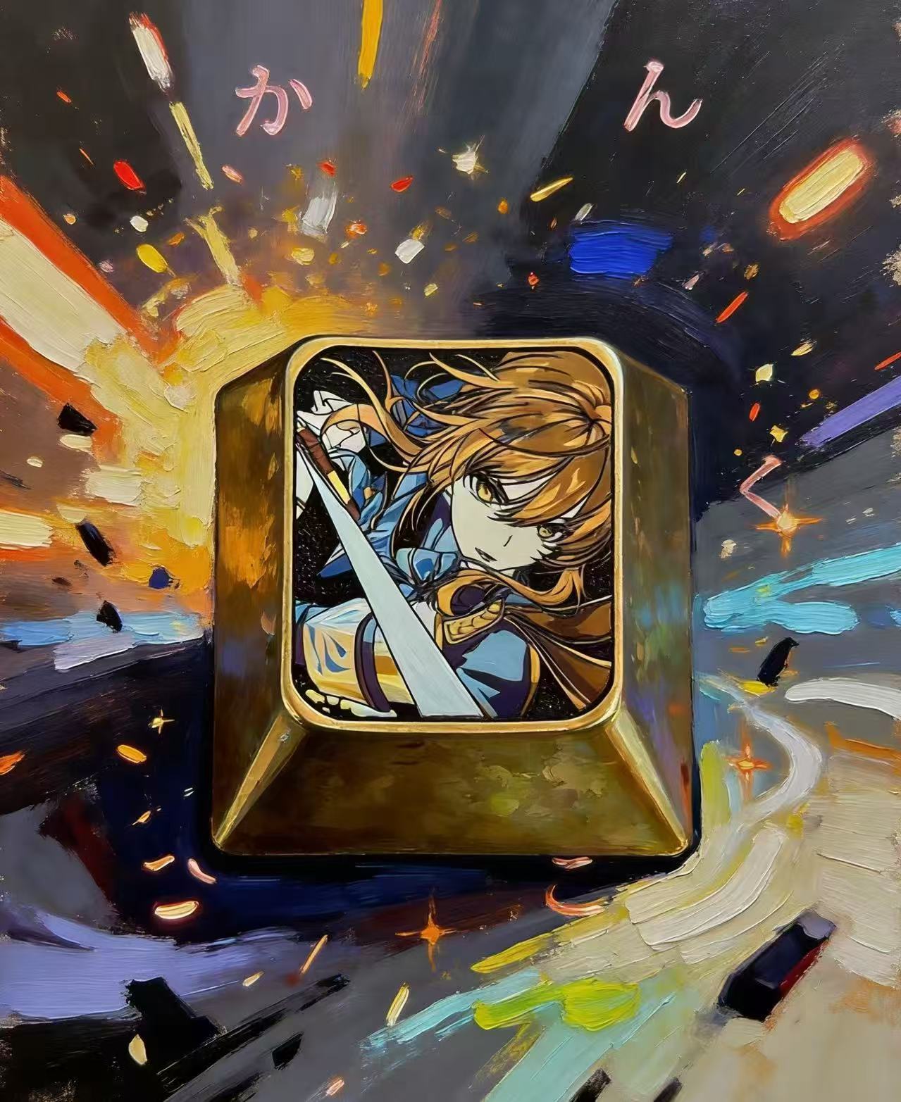 Fate/stay night, saber 1U colorful titanium alloy personalized keycaps, anime and game culture creative metal carving decorative keycaps