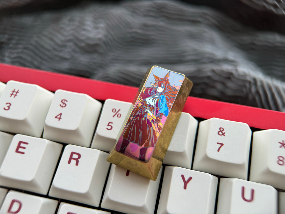 Hoshimi Miyabi, 2U, pad area titanium alloy personalized keycaps, decorative keycaps, keyboard metal keycaps