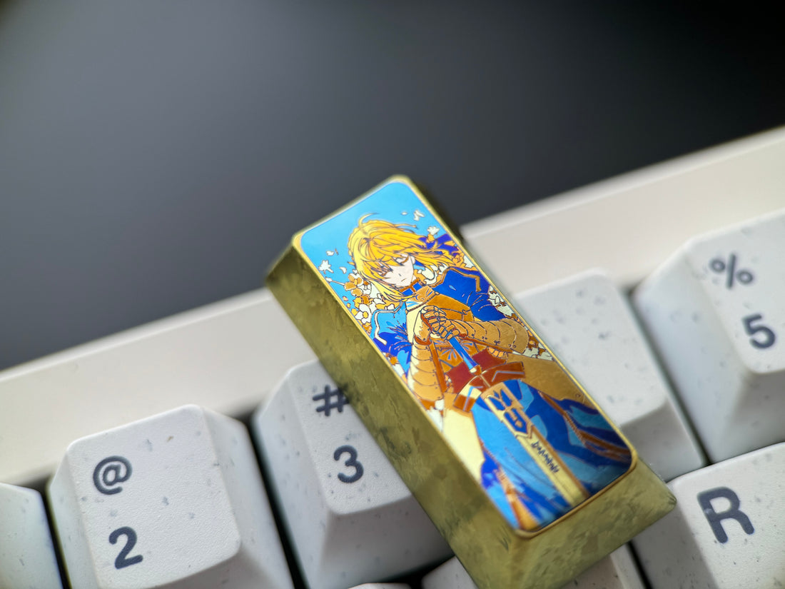 Vertical 2U+number key, pad enter key, Saber， Titanium alloy 2U metal personalized keycaps, keycaps for anime, gaming, and movie peripherals