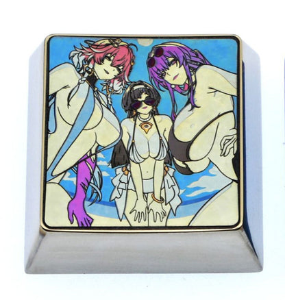 Summer swimsuit series, titanium alloy personalized keycaps 1.5u 1.75u 4u, metal carved keycaps for anime and game characters