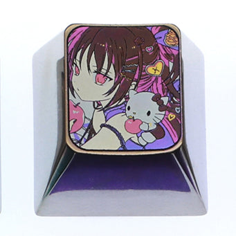 Puella Magi Madoka Magica, 6 unique 1U titanium alloy keycaps, metal carved keycaps around anime and game characters.