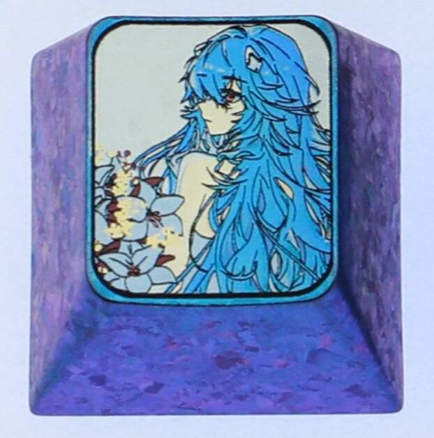 EVA，Ayanami Rei， 3 personalized 1U titanium alloy keycaps, customized metal decorative keycaps for anime, gaming, cultural and creative design