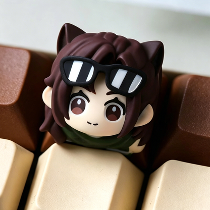 Delta Force, FPS game cartoon character design, multi-color resin molded personalized keycaps, mechanical keyboard decorative keycaps.