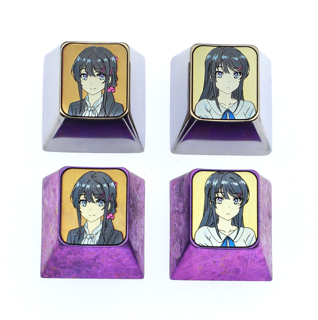 Sakurajima Mai, 1U titanium alloy personalized keycap, anime and game cultural creative metal carved keycap