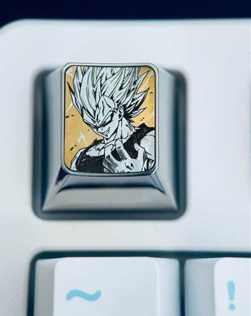 Dragon Ball, Vegeta，Bej ī ta Yonsei 1U Titanium Alloy Personalized Keycaps, Anime Character Cultural Creative Metal Decorative Keycaps