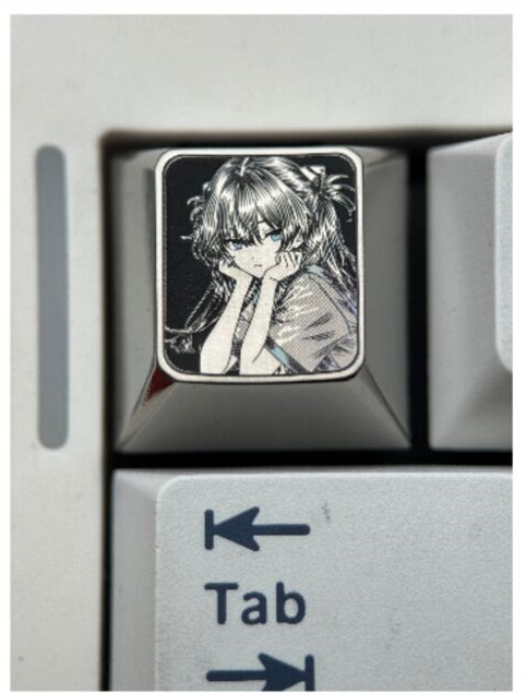 EVA series, Asuka, 1U titanium alloy precision carved keycaps, anime and game culture creative metal carved keycaps