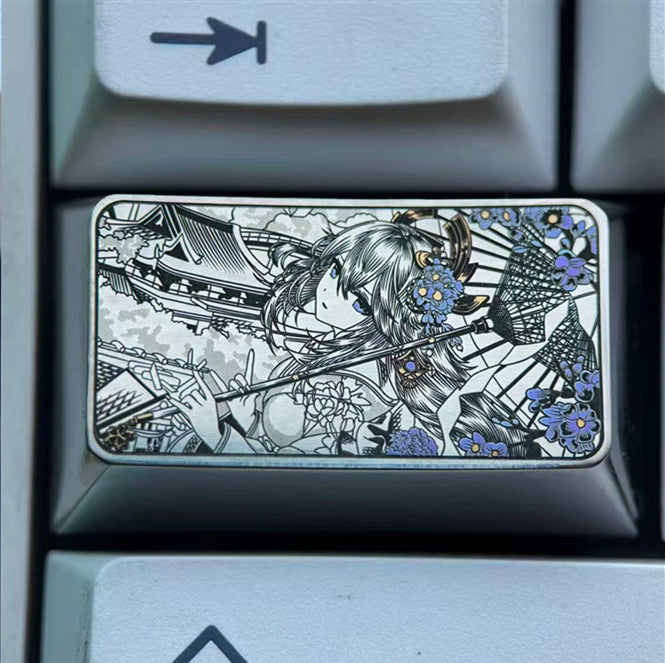 Genshin Impact series, Yae Miko, 1.5U titanium alloy personalized keycaps, anime, gaming, cultural and creative metal carved keycaps