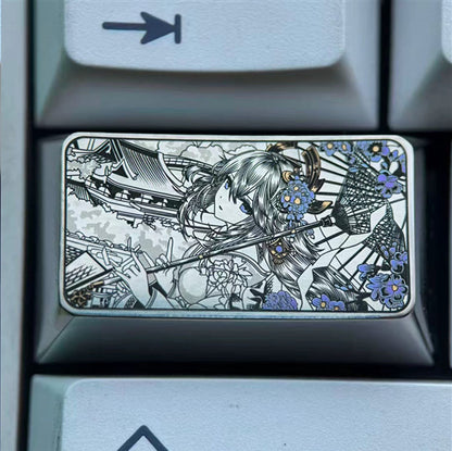 Genshin Impact series, Yae Miko, 1.5U titanium alloy personalized keycaps, anime, gaming, cultural and creative metal carved keycaps