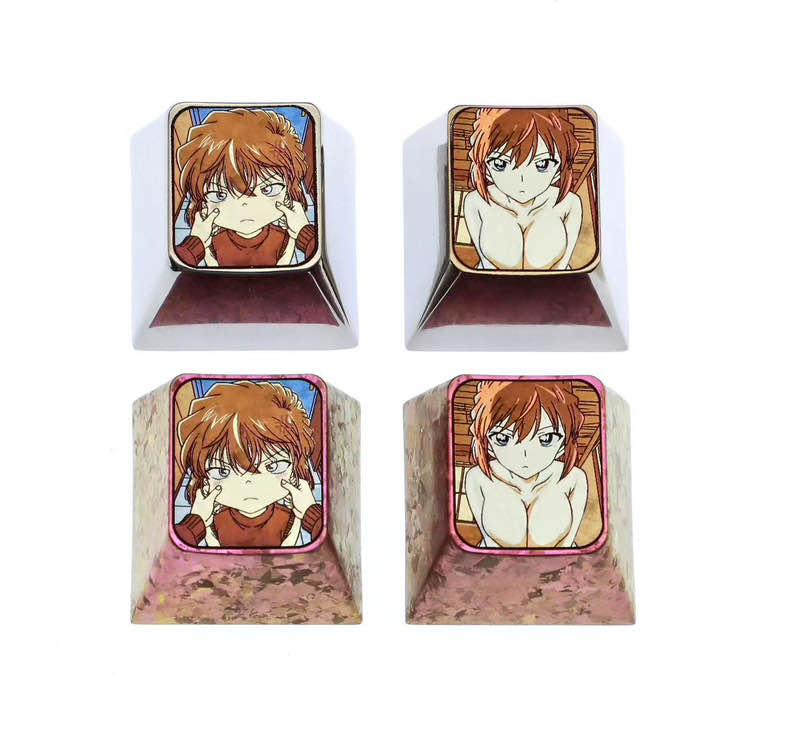 Detective Conan and Anita Hailey, two unique 1U titanium alloy keycaps, metal creative keycaps for anime and game characters.