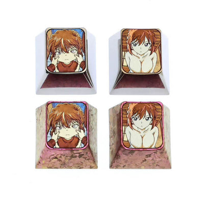 Detective Conan and Anita Hailey, two unique 1U titanium alloy keycaps, metal creative keycaps for anime and game characters.