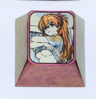 EVA, Asuka, 1U titanium alloy personalized keycaps with optional height, can be used to form directional keys/WASD sets, anime, gaming, cultural and creative decorative keycaps