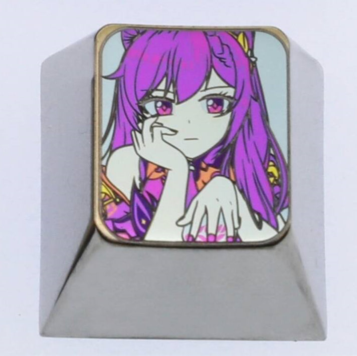 Keqing1u colorful titanium alloy carved personalized keycaps, mechanical keyboard decorative keycaps.
