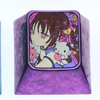 Puella Magi Madoka Magica, 6 unique 1U titanium alloy keycaps, metal carved keycaps around anime and game characters.