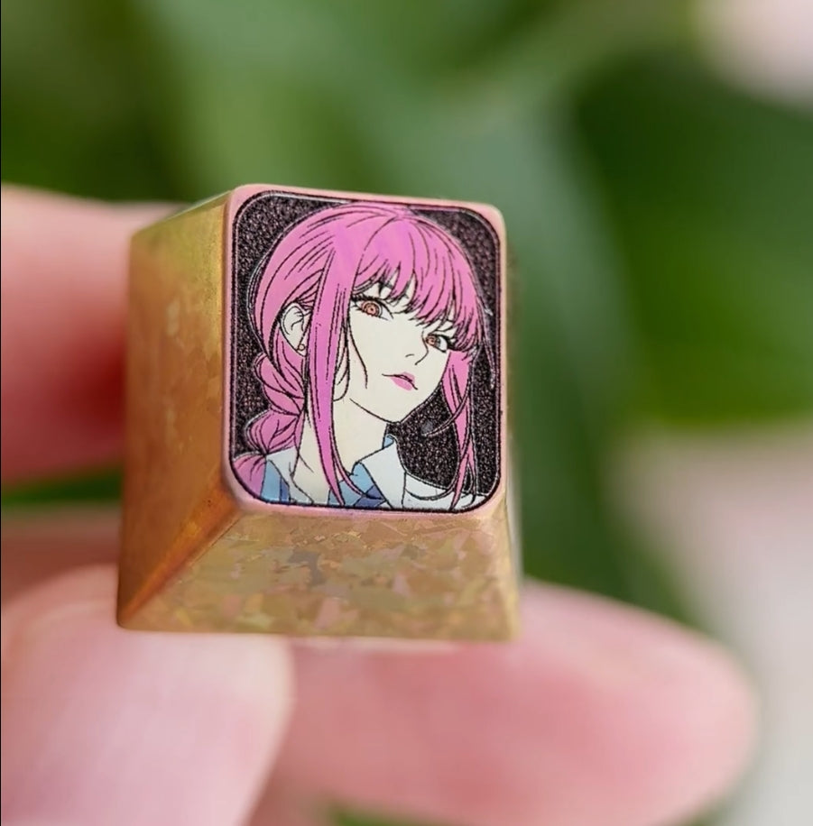 Chainsaw Man，Makima， Colorful titanium alloy emoji keycaps, personalized keycaps, decorative keycaps