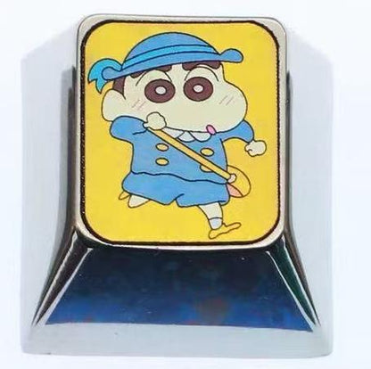 Crayon Shin chan Theme 1U Titanium Alloy Personalized Keycaps, Mechanical Keyboard Decorative Keycaps, Anime Game Creative Culture Peripheral Products Keycaps